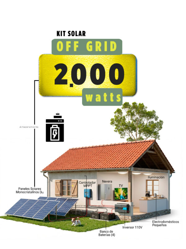 Paneles Solares para Casa Kit Solar 2000 Watts - Híbrido: Solar y Red