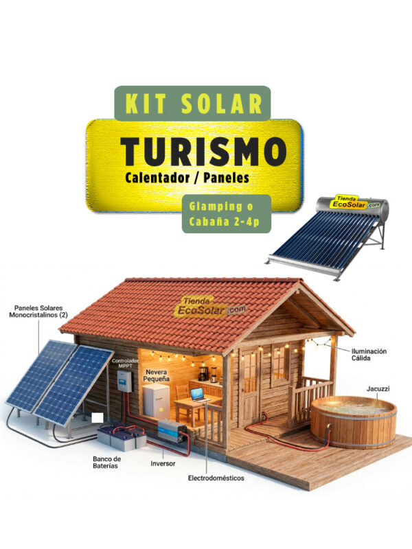 Kit Solar 1000 Watts Off-Grid - Para Turismo - Con Batería y Panel Solar - para Cabañas y Glampings
