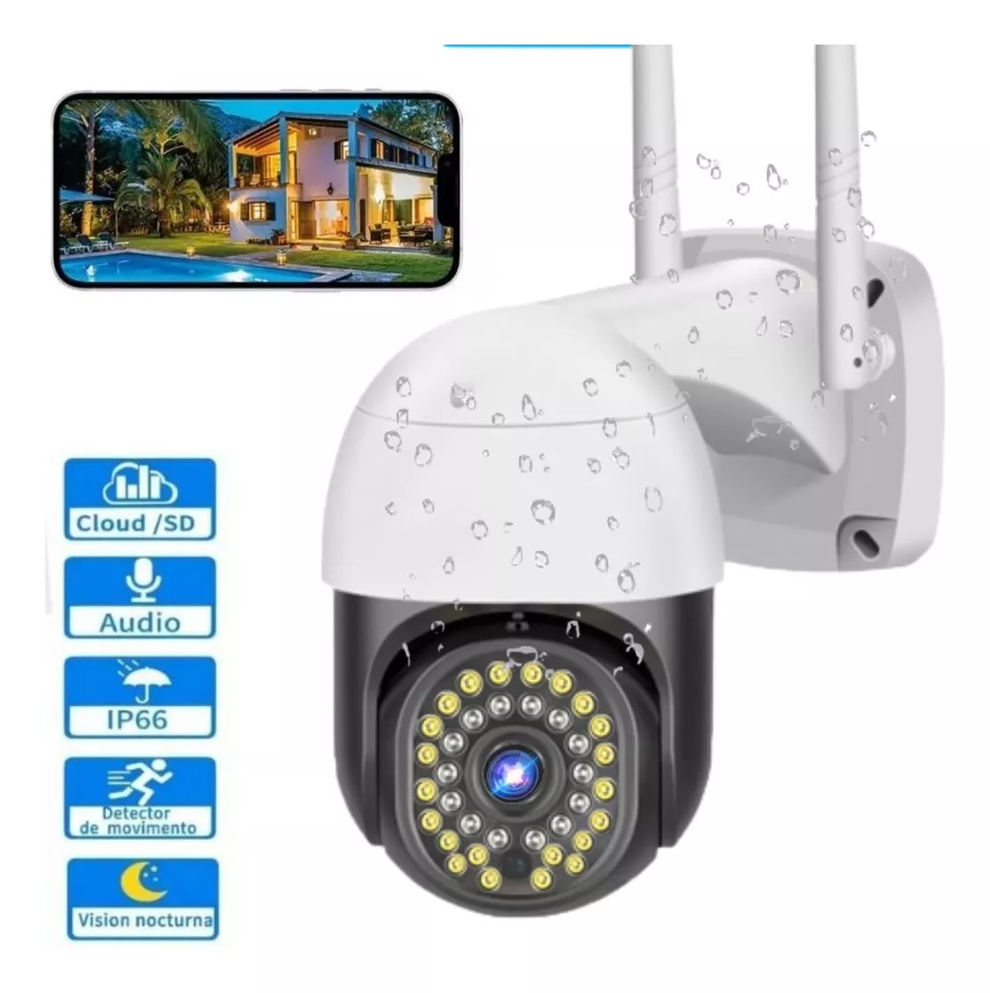 1080P HD Camara WiFi de Seguridad Inalambrica IP Vigilancia Exterior Para  Casas 