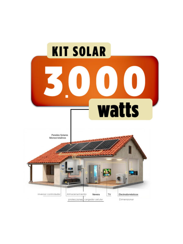 Panel Solar para Casa Kit 3000 watts generados - 5hps - Modo Hibrido - con Panel Solar Monocristalino